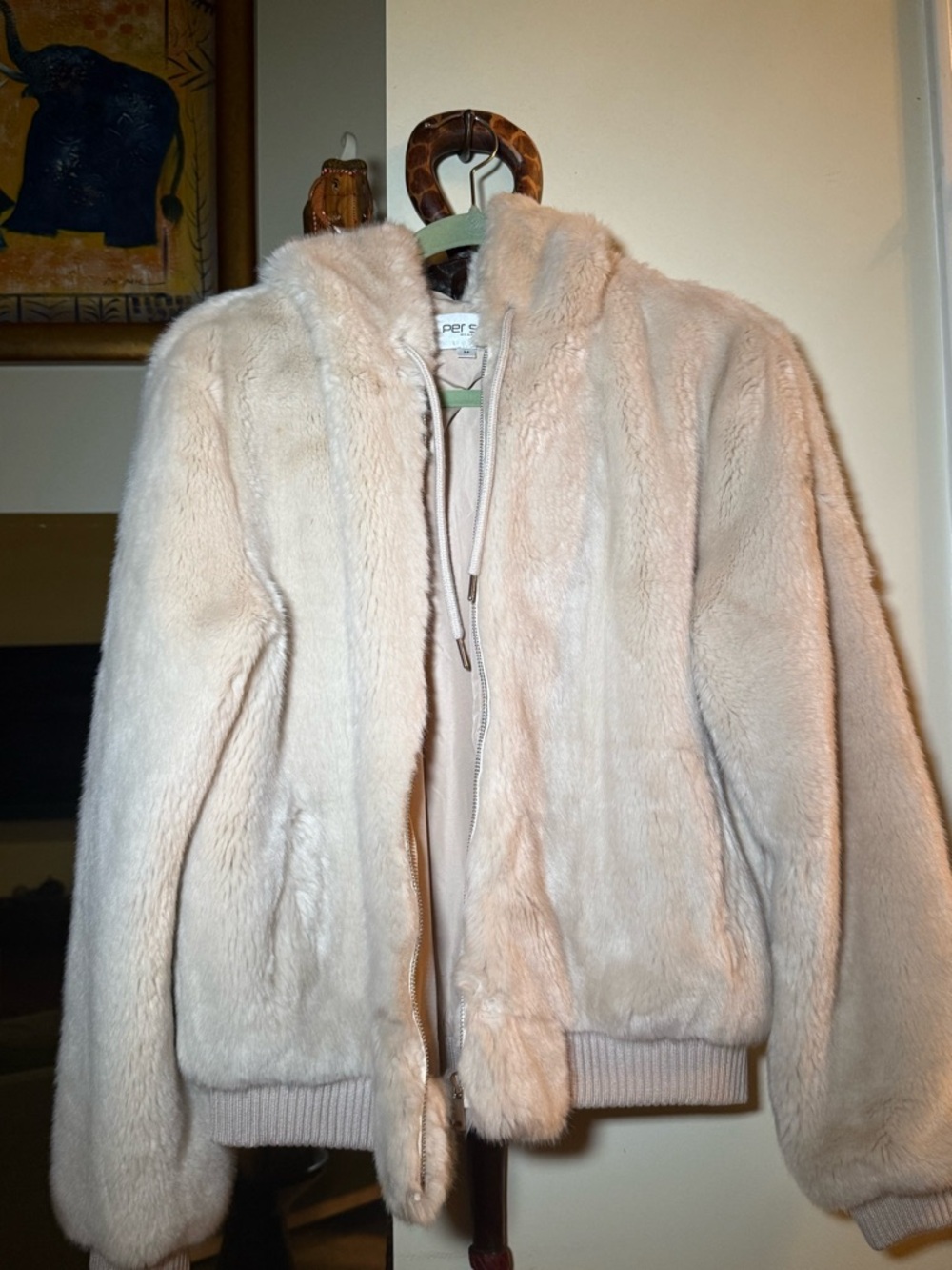 Perse fur jacket bomber in Light Blush